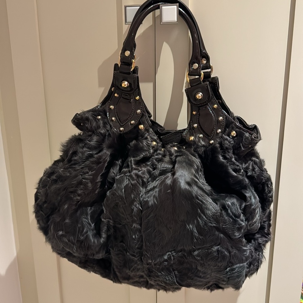 Gucci Dark Black-Brown Astrakhan Hobo Tote Bag 2GK1025K